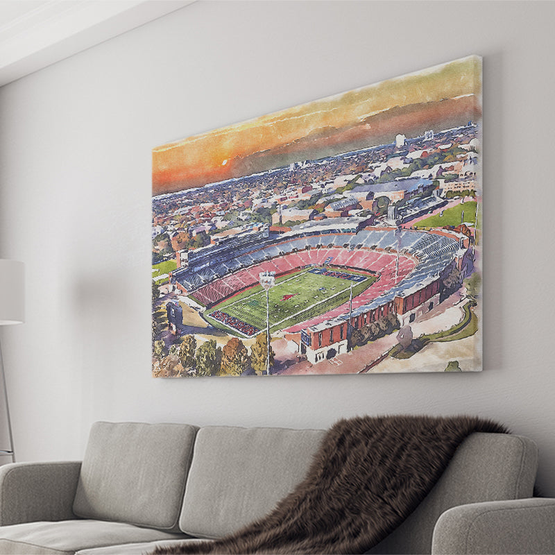 Gerald J Ford Stadium Southern Methodist Football Stadium Watercolor, Sport Art Prints Fan Gift, Canvas Prints Wall Art Decor