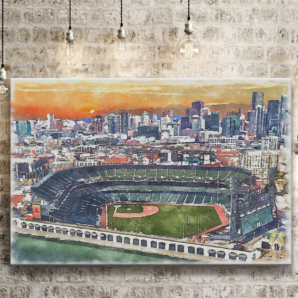 Giants Baseball Stadium Oracle Park Watercolor, Sport Art Prints Fan Gift, Canvas Prints Wall Art Decor