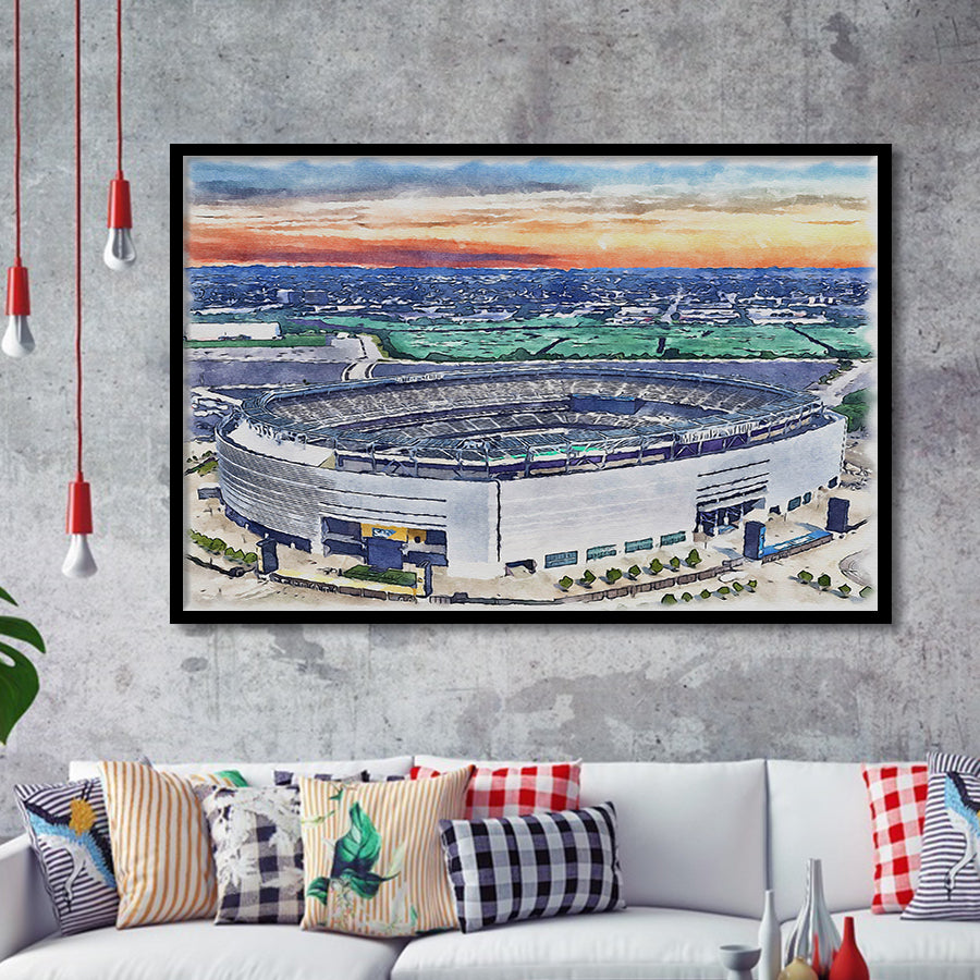 Giants Stadium MetLife Stadium Watercolor, Sport Prints Fan Gift, Framed Art Prints Wall Art Decor