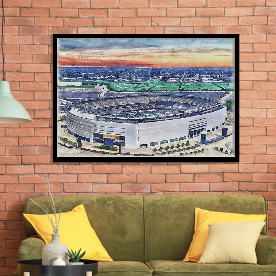 Giants Stadium MetLife Stadium Watercolor, Sport Prints Fan Gift, Framed Art Prints Wall Art Decor