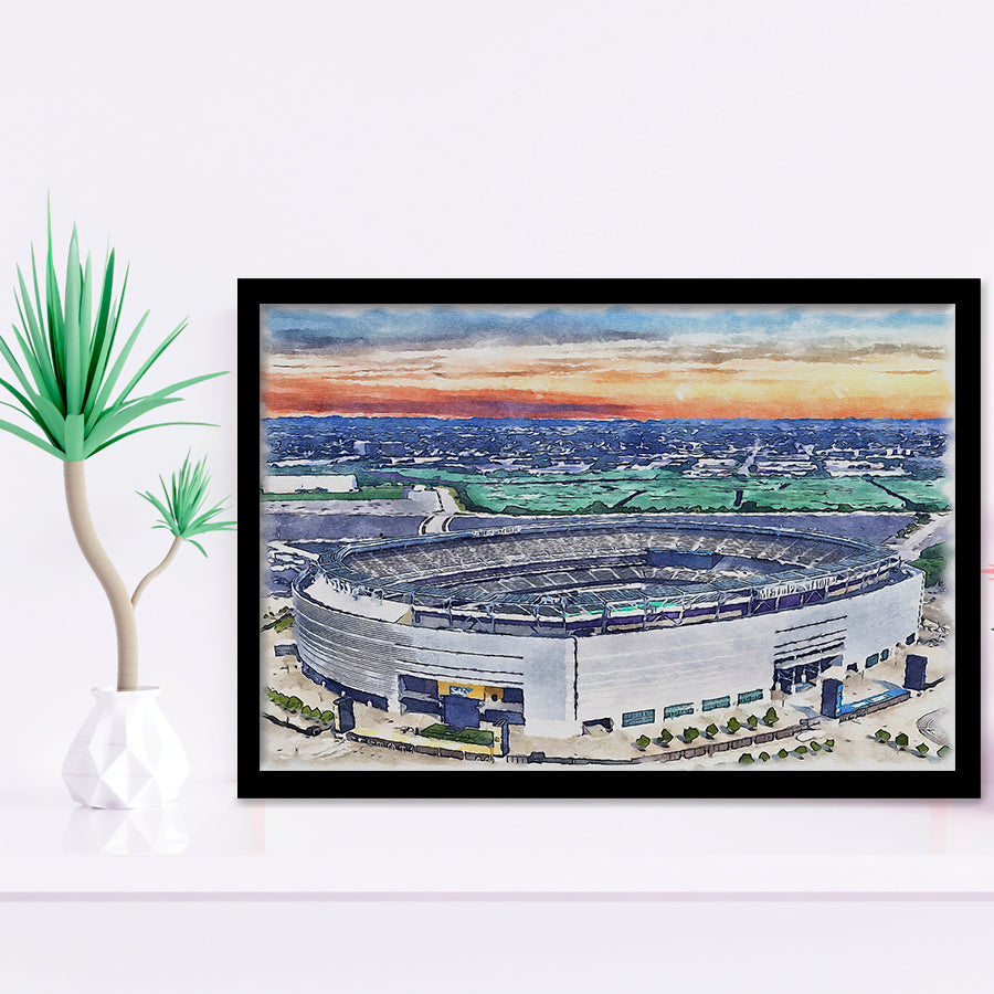 Giants Stadium MetLife Stadium Watercolor, Sport Prints Fan Gift, Framed Art Prints Wall Art Decor