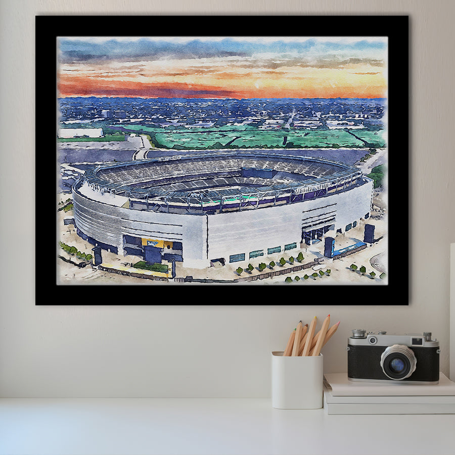 Giants Stadium MetLife Stadium Watercolor, Sport Prints Fan Gift, Framed Art Prints Wall Art Decor