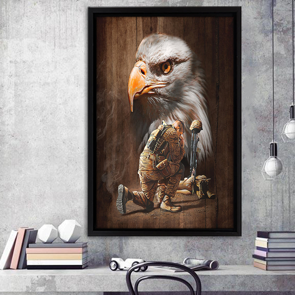 Gift For Veteran Eagle Honor The Fallen Hanging Framed Canvas Framed Canvas Prints Wall Art - Painting Canvas, Wall Decor 