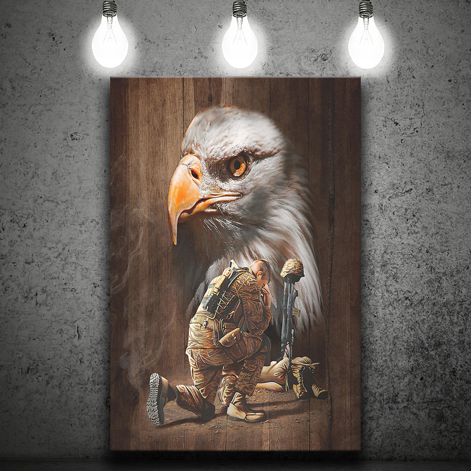 Gift For Veteran Eagle Honor The Fallen Hanging Canvas Canvas Prints Wall Art - Painting Canvas, Wall Decor, For Sale, Home Decor