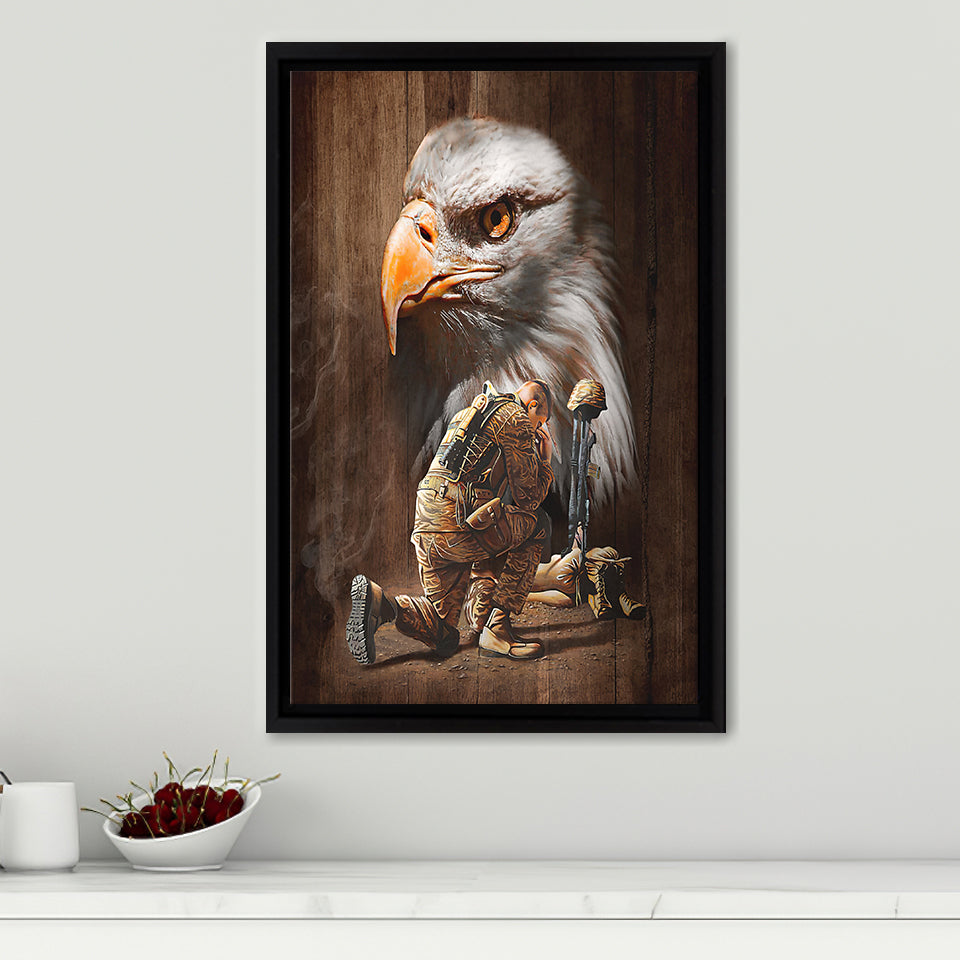 Gift For Veteran Eagle Honor The Fallen Hanging Framed Canvas Framed Canvas Prints Wall Art - Painting Canvas, Wall Decor 