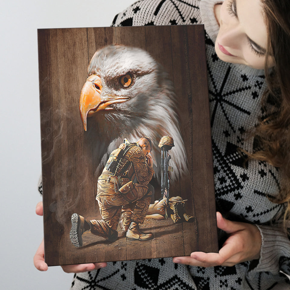 Gift For Veteran Eagle Honor The Fallen Hanging Canvas Canvas Prints Wall Art - Painting Canvas, Wall Decor, For Sale, Home Decor