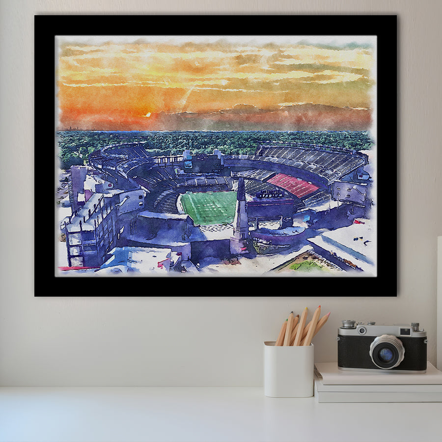 Gillette Stadium Patriots Football Stadium Watercolor, Sport Prints Fan Gift, Framed Art Prints Wall Art Decor