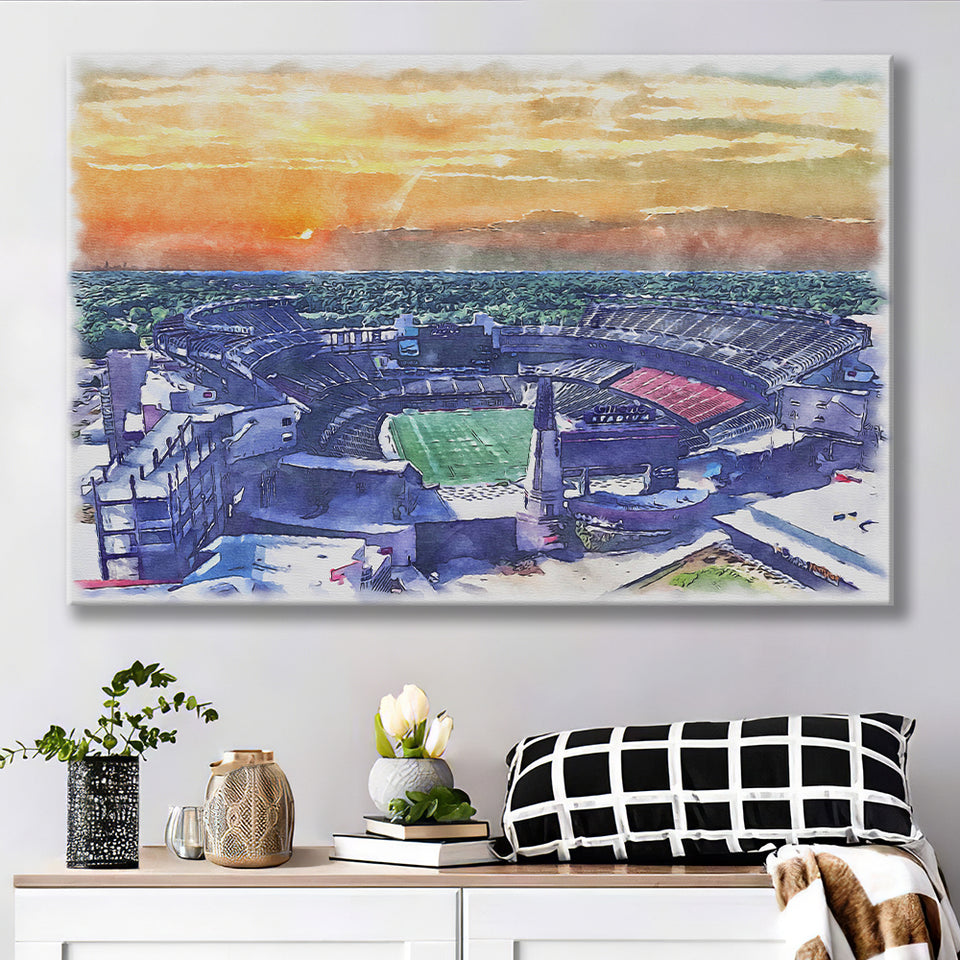 Gillette Stadium Patriots Football Stadium Watercolor, Sport Art Prints Fan Gift, Canvas Prints Wall Art Decor