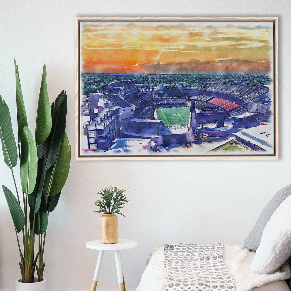 Gillette Stadium Patriots Football Stadium Watercolor, Sport Art Prints Fan Gift, Framed Canvas Prints Wall Art Decor