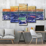 Gillette Stadium Patriots Football Stadium Watercolor, 5 Pieces, Multi Panel Canvas Prints Wall Art Decor