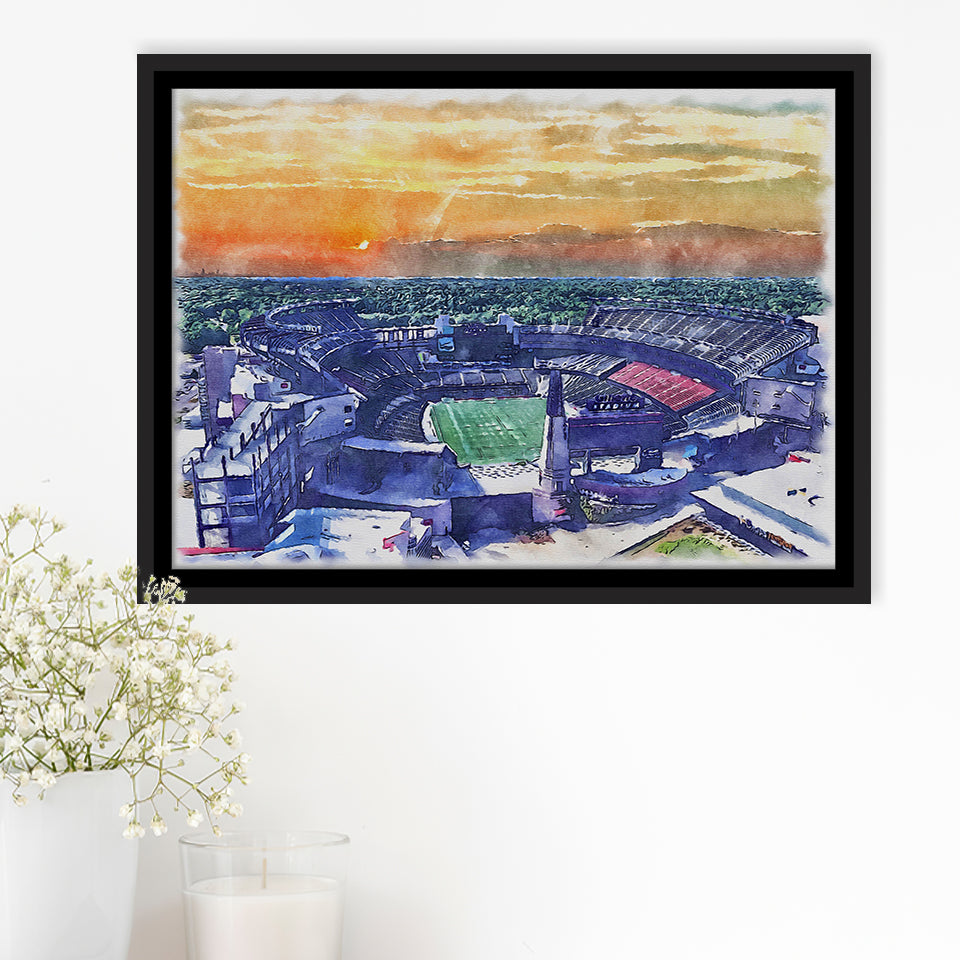 Gillette Stadium Patriots Football Stadium Watercolor, Sport Art Prints Fan Gift, Framed Canvas Prints Wall Art Decor