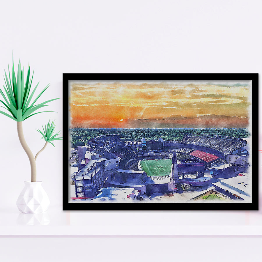 Gillette Stadium Patriots Football Stadium Watercolor, Sport Prints Fan Gift, Framed Art Prints Wall Art Decor