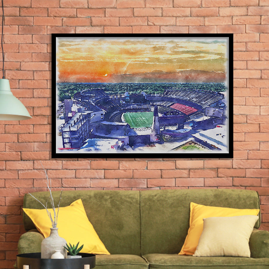 Gillette Stadium Patriots Football Stadium Watercolor, Sport Prints Fan Gift, Framed Art Prints Wall Art Decor