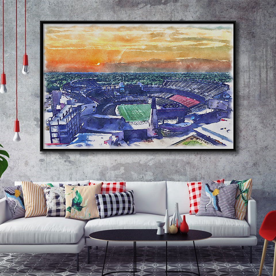 Gillette Stadium Patriots Football Stadium Watercolor, Sport Art Prints Fan Gift, Framed Canvas Prints Wall Art Decor