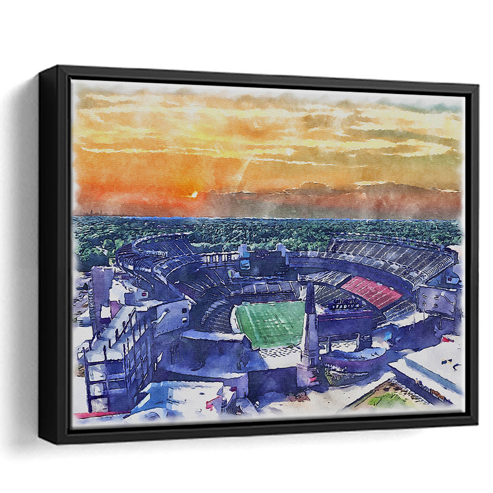 Gillette Stadium Patriots Football Stadium Watercolor, Sport Art Prints Fan Gift, Framed Canvas Prints Wall Art Decor