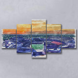 Gillette Stadium Patriots Football Stadium Watercolor, 5 Pieces, Multi Panel Canvas Prints Wall Art Decor