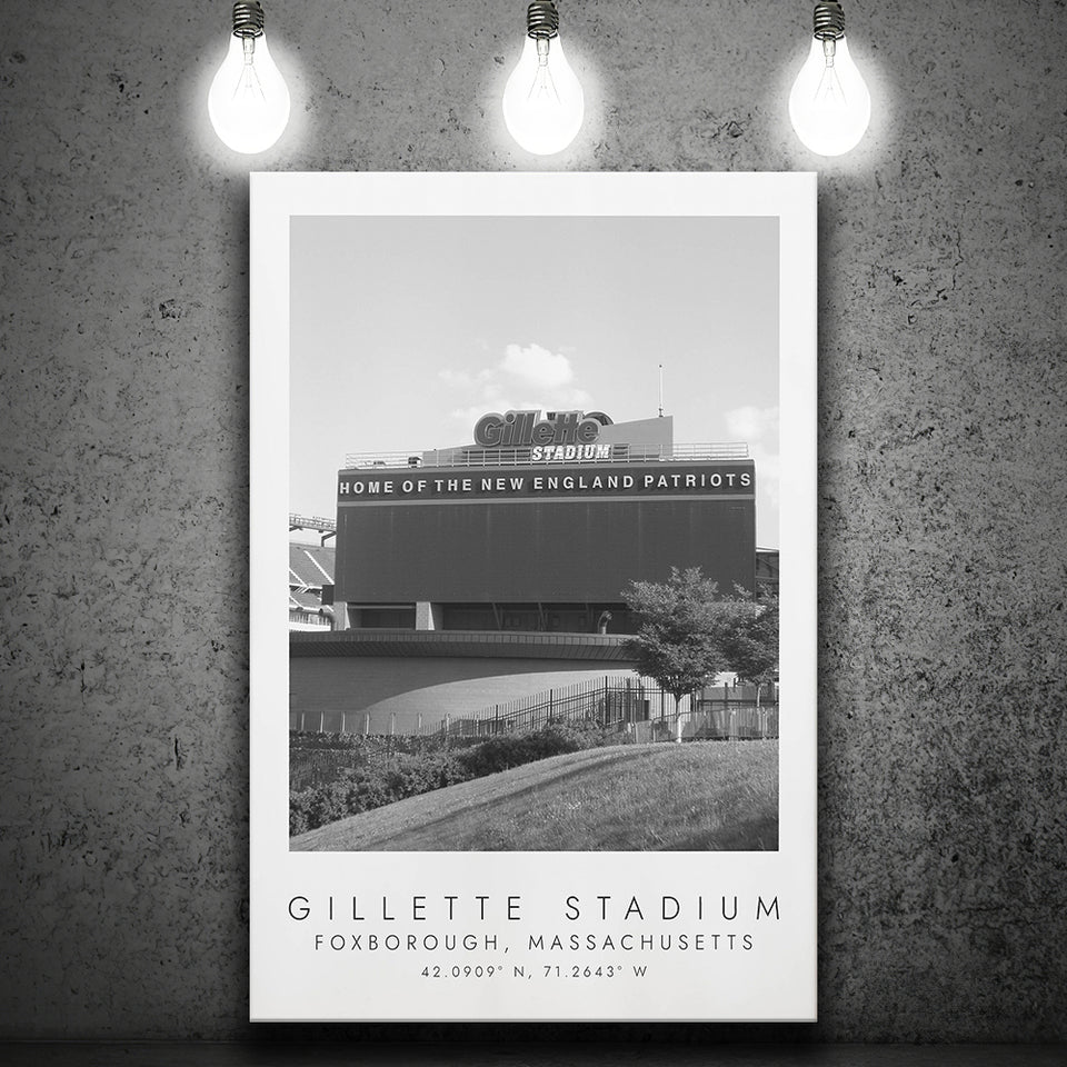 Gillette Stadium New England Patriots Football Lovers Black And White Art Canvas Prints Wall Art Home Decor