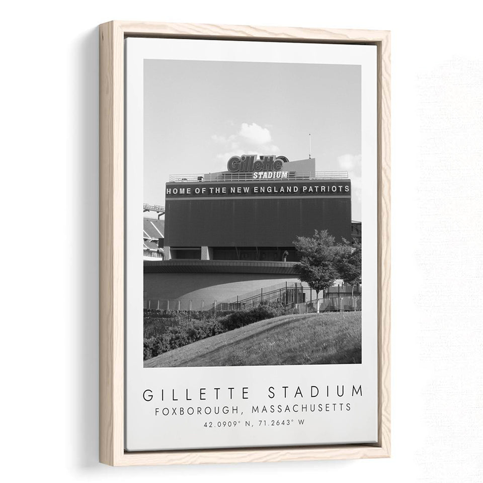 Gillette Stadium New England Patriots Football Lovers Black And White Framed Canvas Prints Wall Art Home Decor, Floating Frame
