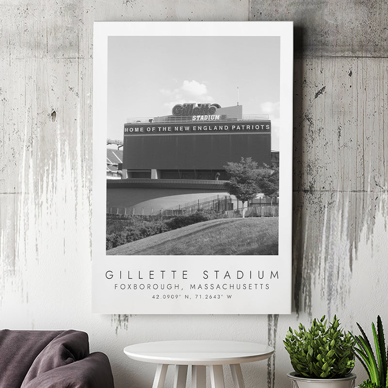 Gillette Stadium New England Patriots Football Lovers Black And White Art Canvas Prints Wall Art Home Decor