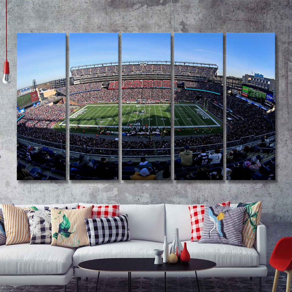 Gillette Stadium Patriots 5 Pieces B Canvas Prints Wall Art - Painting Canvas, Multi Panels,5 Panel, Wall Decor