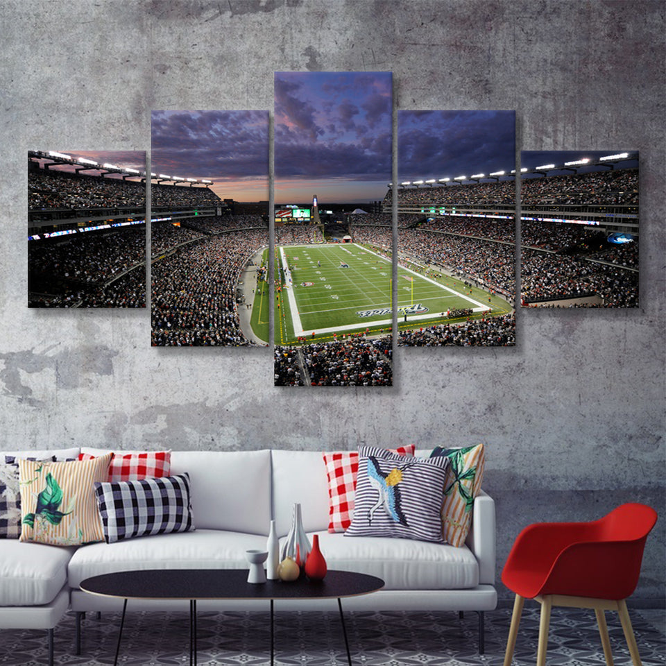 Gillette Stadium 5 Piece Multi Panels Canvas Prints Wall Art - Painting Canvas,Wall Decor