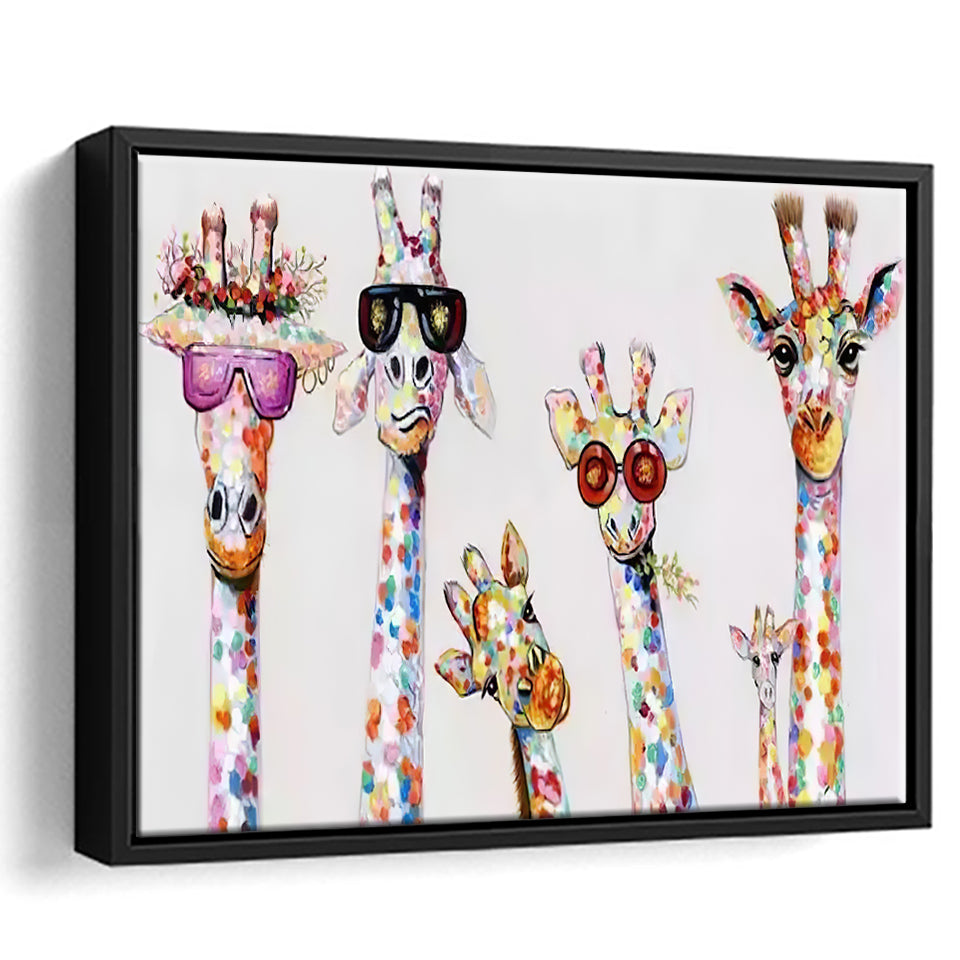 Giraffe Colorful Wildlife Art Decor Framed Canvas Prints Wall Art - Painting Canvas, Home Wall Decor, For Sale, Floating Frame