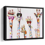 Giraffe Colorful Wildlife Art Decor Framed Canvas Prints Wall Art - Painting Canvas, Home Wall Decor, For Sale, Floating Frame