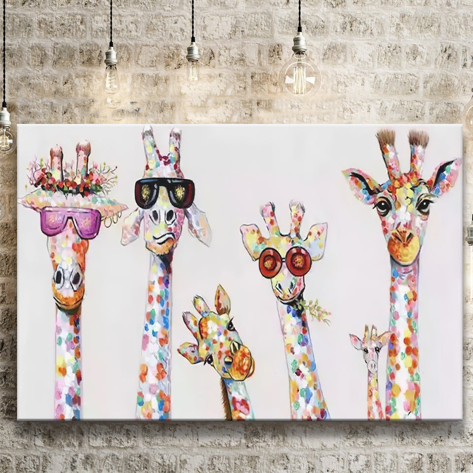 Giraffe Colorful Wildlife Art Decor Canvas Prints Wall Art - Painting Canvas, Home Wall Decor, For Sale, Painting Prints