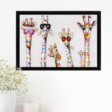 Giraffe Colorful Wildlife Art Decor Framed Canvas Prints Wall Art - Painting Canvas, Home Wall Decor, For Sale, Floating Frame