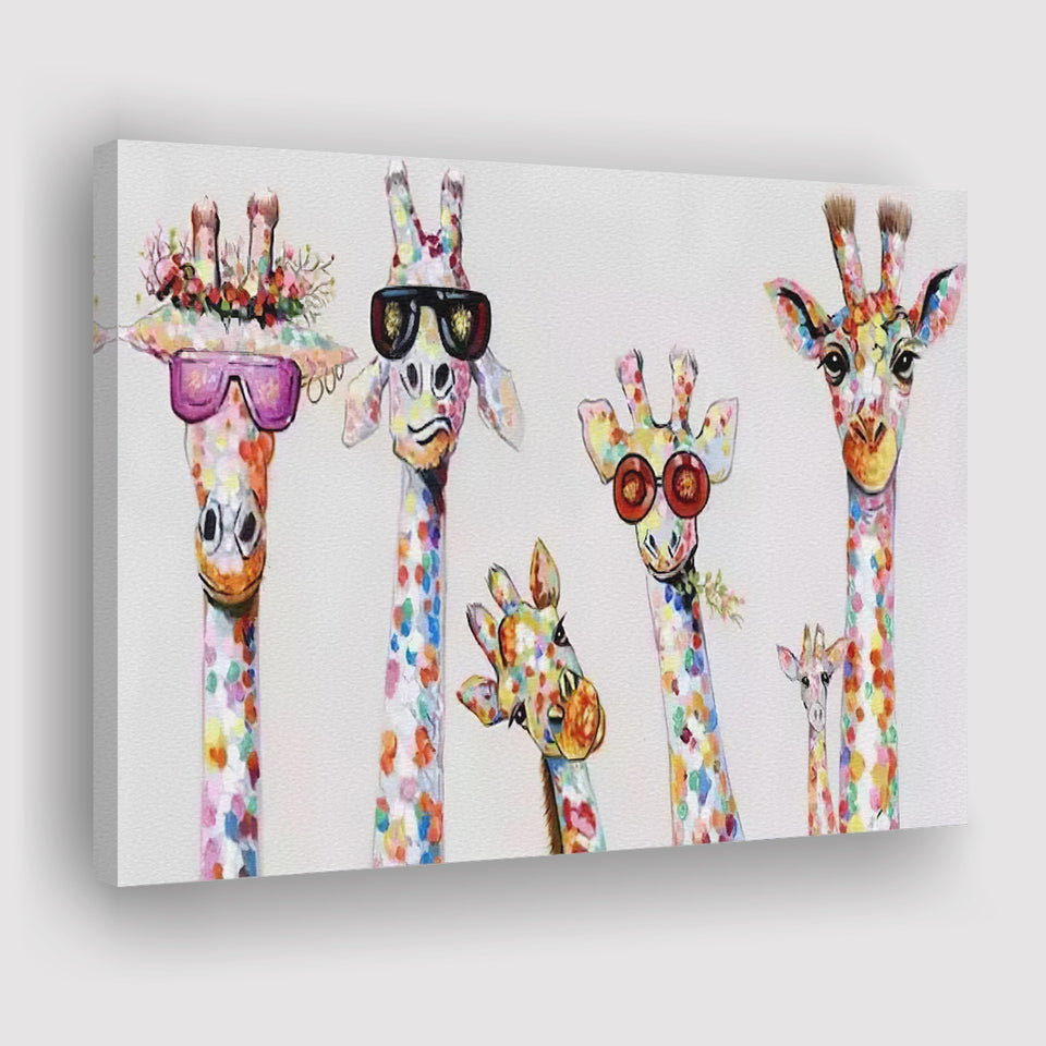 Giraffe Colorful Wildlife Art Decor Canvas Prints Wall Art - Painting Canvas, Home Wall Decor, For Sale, Painting Prints