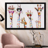 Giraffe Colorful Wildlife Art Decor Framed Canvas Prints Wall Art - Painting Canvas, Home Wall Decor, For Sale, Floating Frame
