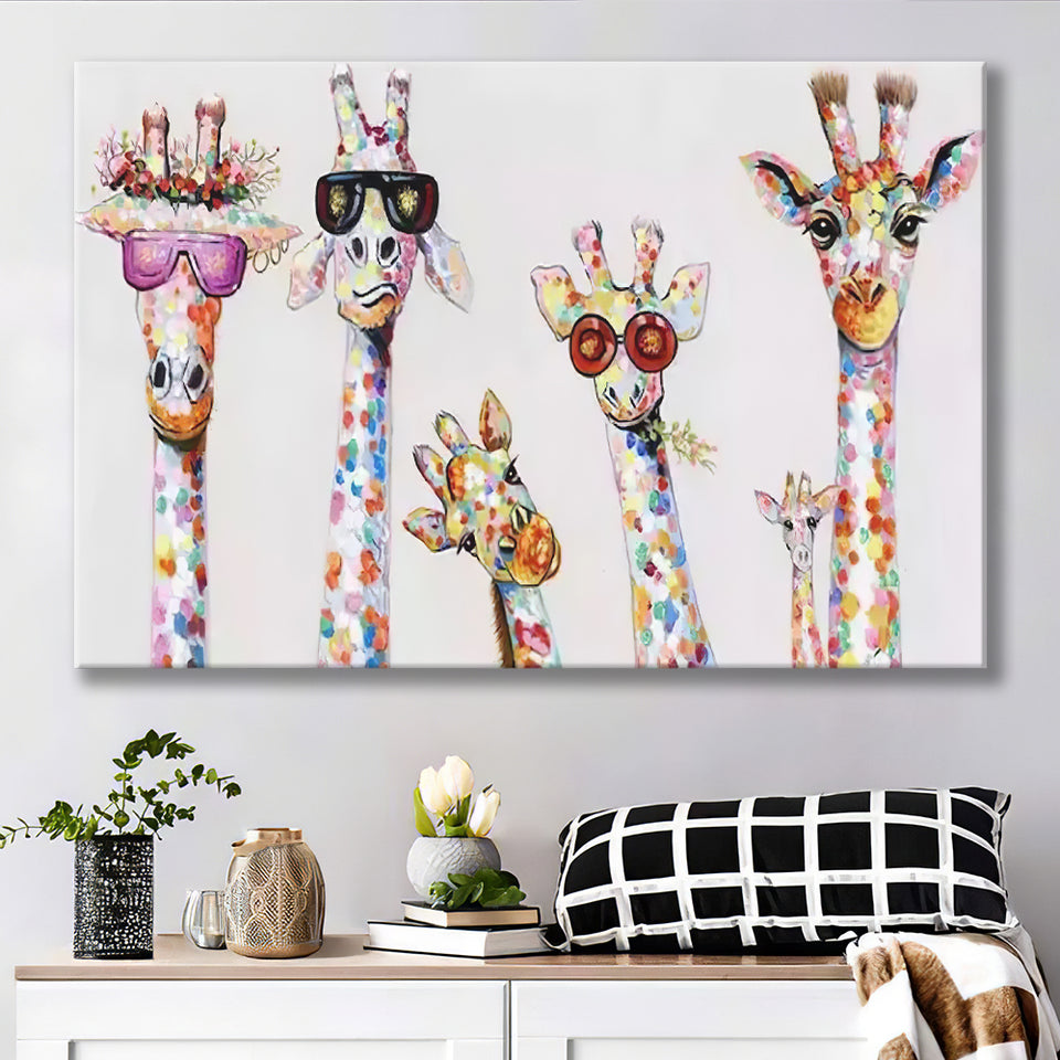 Giraffe Colorful Wildlife Art Decor Canvas Prints Wall Art - Painting Canvas, Home Wall Decor, For Sale, Painting Prints