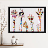 Giraffe Colorful Wildlife Art Decor Framed Canvas Prints Wall Art - Painting Canvas, Home Wall Decor, For Sale, Floating Frame