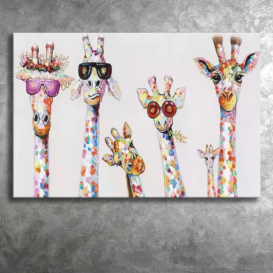 Giraffe Colorful Wildlife Art Decor Canvas Prints Wall Art - Painting Canvas, Home Wall Decor, For Sale, Painting Prints
