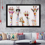 Giraffe Colorful Wildlife Art Decor Framed Canvas Prints Wall Art - Painting Canvas, Home Wall Decor, For Sale, Floating Frame