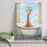 Giraffe Cute In Bathtube Bathroom Painting Art Funny Giraffe, Painting Art, Canvas Prints Wall Art Home Decor
