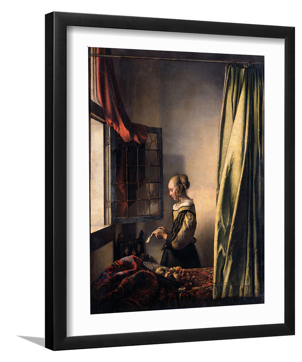 Girl A Letter At An Open Window By Jan Vermeer-Canvas Art,Art Print,Framed Art,Plexiglass cover