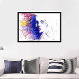 Girl Face Watercolor Color And White Framed Wall Art Print - Framed Art, Prints for Sale, Painting Art, Painting Prints
