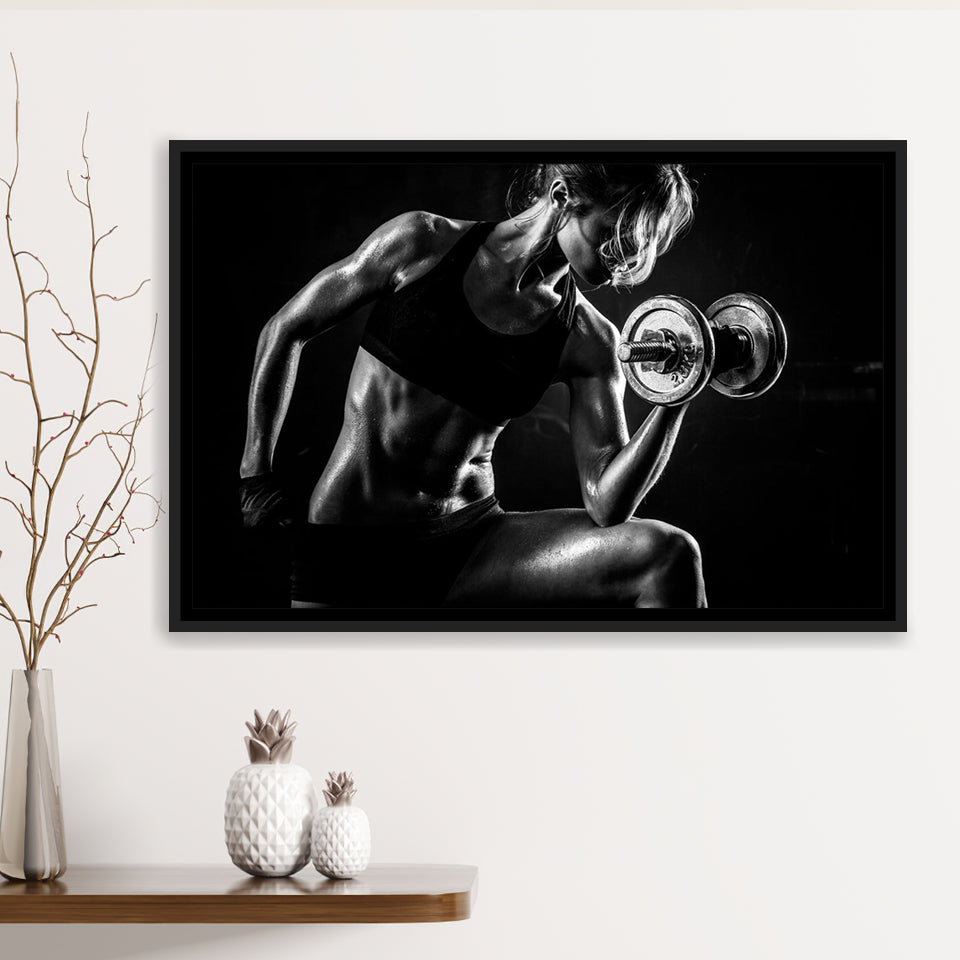 Girl Fitness Design Framed Canvas Prints Wall Art Decor - Paiting Canvas, Art Prints, Floating Frame