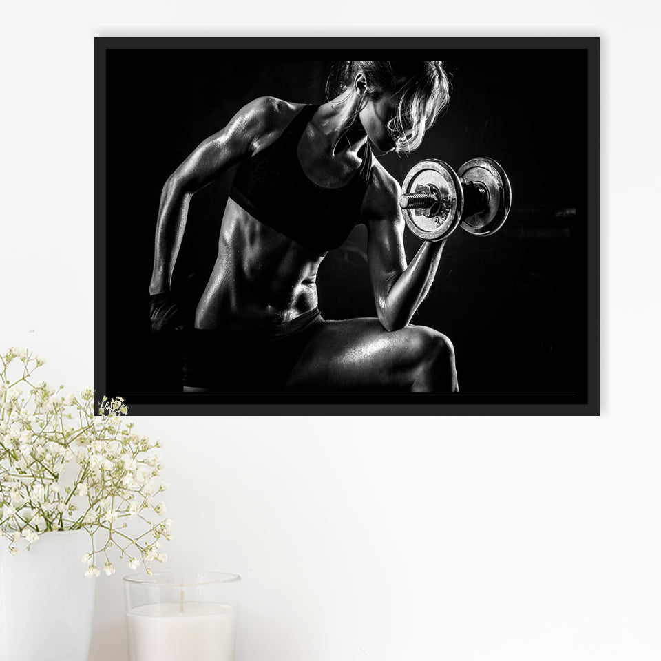 Girl Fitness Design Framed Canvas Prints Wall Art Decor - Paiting Canvas, Art Prints, Floating Frame