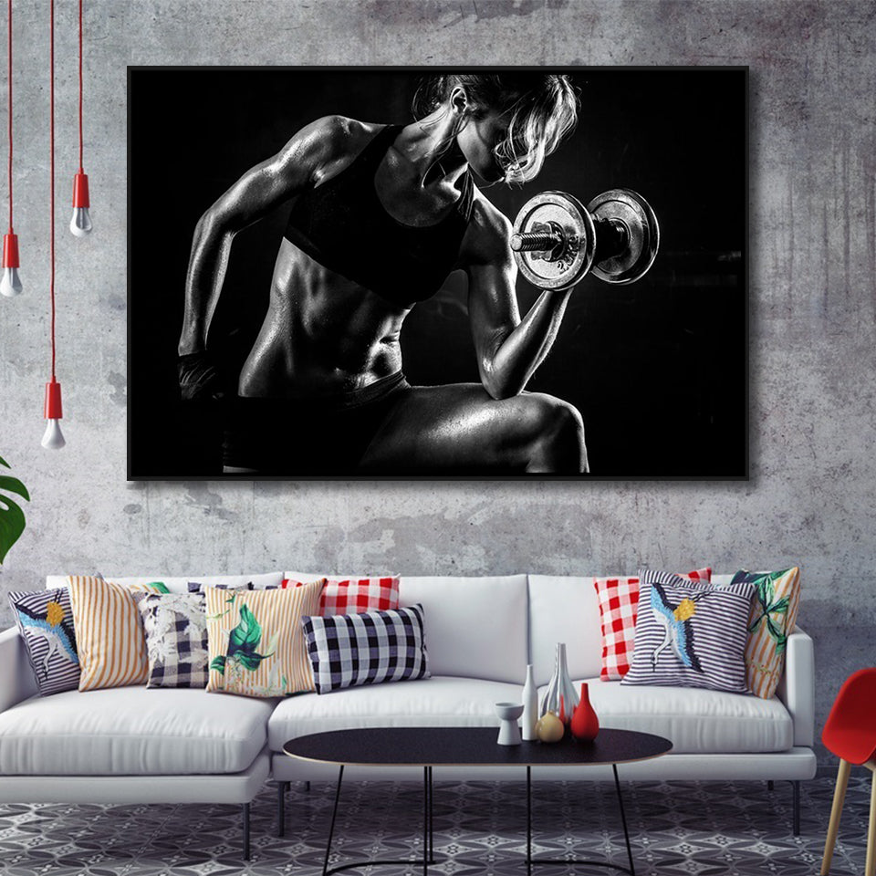 Girl Fitness Design Framed Canvas Prints Wall Art Decor - Paiting Canvas, Art Prints, Floating Frame