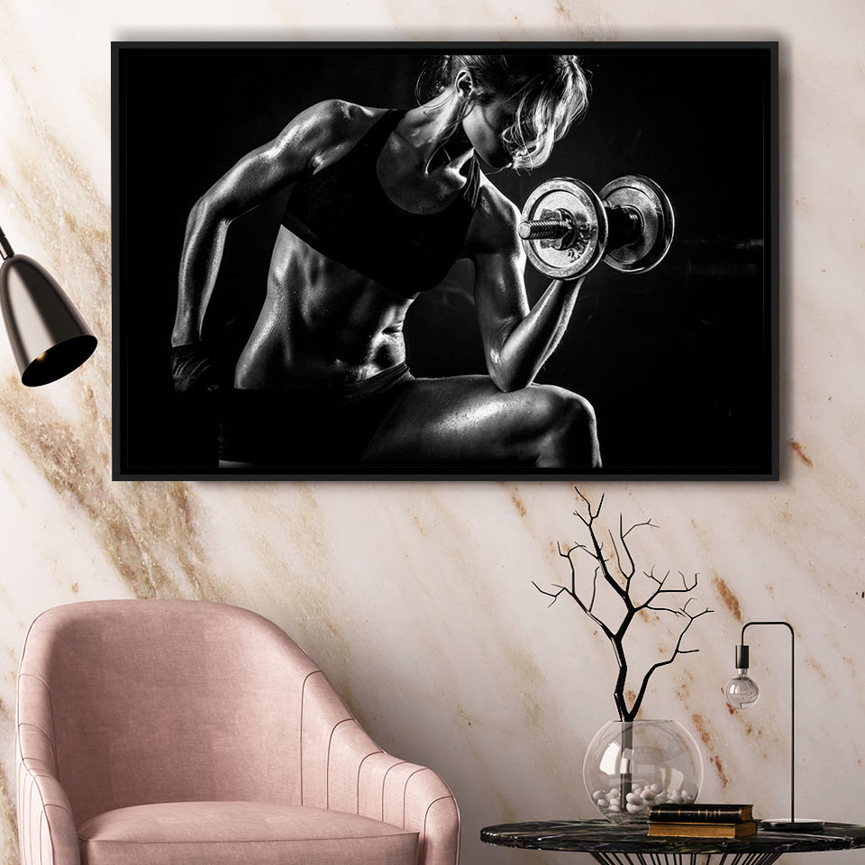 Girl Fitness Design Framed Canvas Prints Wall Art Decor - Paiting Canvas, Art Prints, Floating Frame