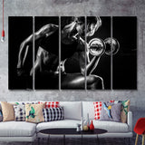 Girl Fitness Design 5 Piece B Canvas Prints Wall Art Decor - Painting Canvas, Multi Panels
