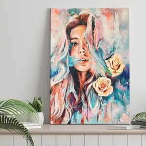 Girl Portrait Painting, Abstract Woman Canvas Prints Wall Art Home Decor