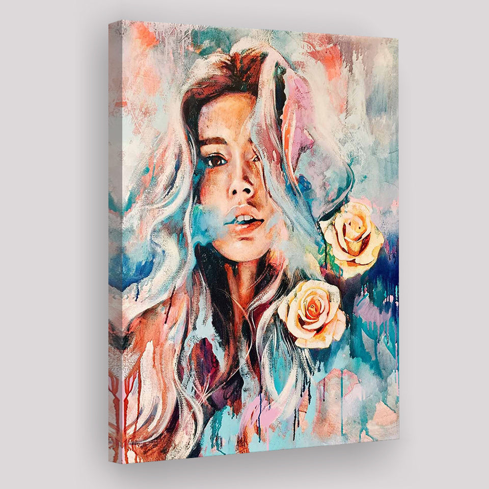 Girl Portrait Painting, Abstract Woman Canvas Prints Wall Art Home Decor