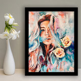 Girl Portrait Painting, Abstract Woman Framed Art Print Wall Art Decor,Framed Picture