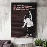 Girl Writing No Act Of Kindness Street Art Canvas Prints Wall Art, Home Living Room Decor, Large Canvas