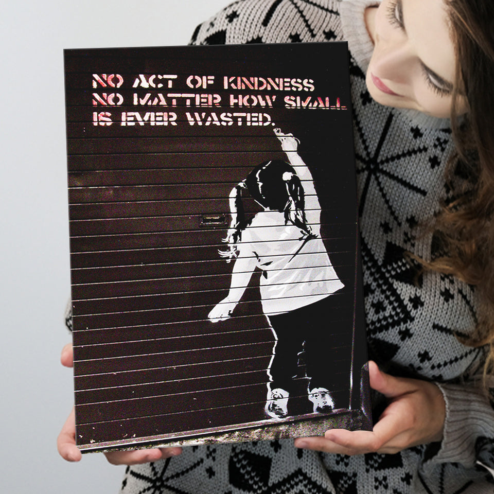 Girl Writing No Act Of Kindness Street Art Canvas Prints Wall Art, Home Living Room Decor, Large Canvas