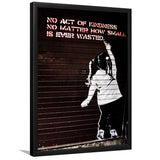 Girl Writing No Act Of Kindness Street Art Framed Art Prints Wall Decor, Framed Picture, Large Picture
