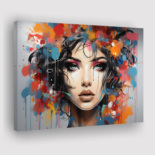 Girl Portrait Art Colorfull Canvas Prints Wall Art Home Decor, Painting Canvas, Living Room Wall Decor